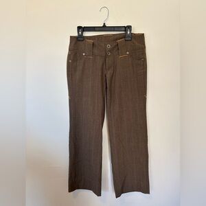 Babakul Brown Pinstripe Stretch Pants Size 4 Boho Designer Trousers